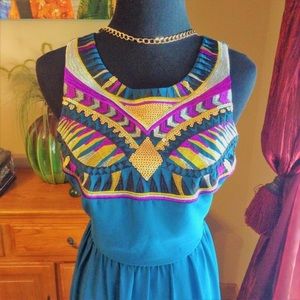 Alya Women's Stitched Sequin Mini boho Sleevelss Dress